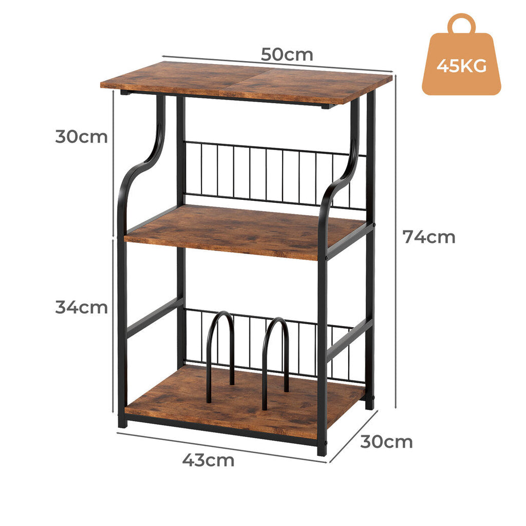 Levede Side Table 3-Tier Storage Shelf Modern Table