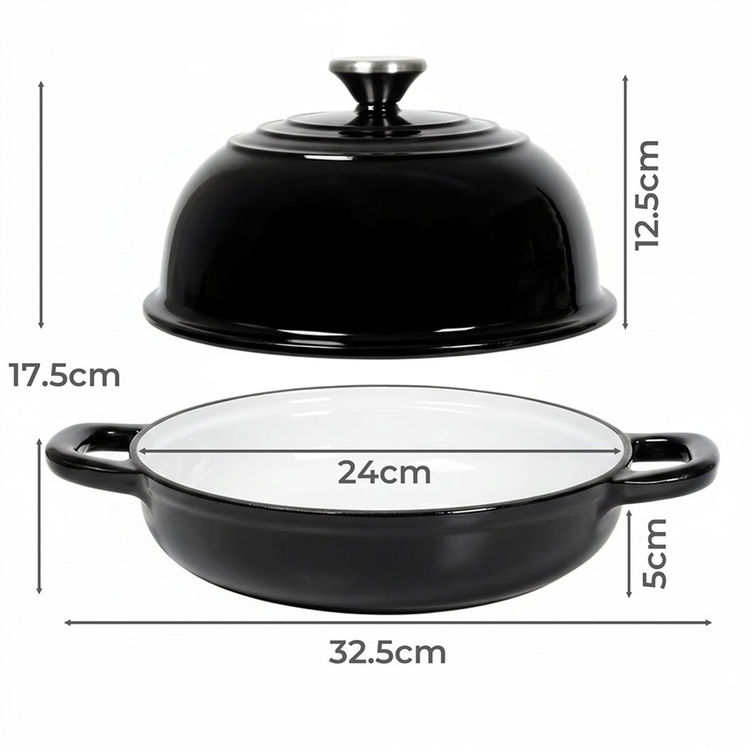 Toque Enamelled Cast Iron Dutch Oven Pot Sourdough Bread Baking Kitchen 24cm-1