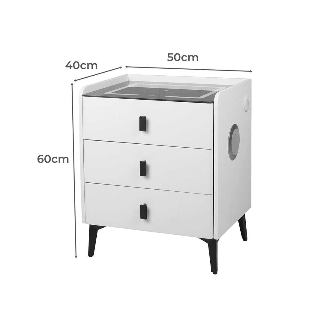 Levede Bedside Table LED Lights Drawers Storage