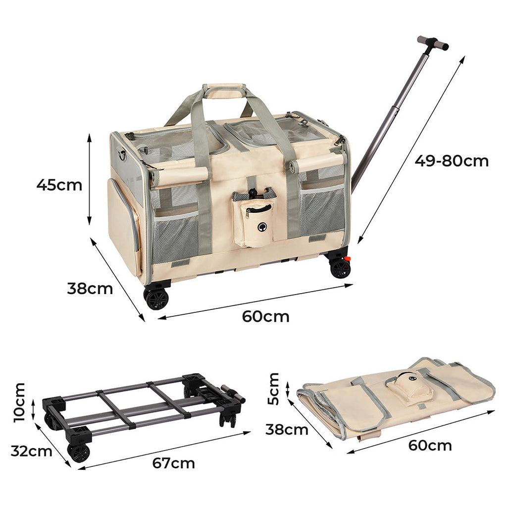 NNEIDS Pawz Pet Carrier 4 Wheel Portable Rolling Foldable-1