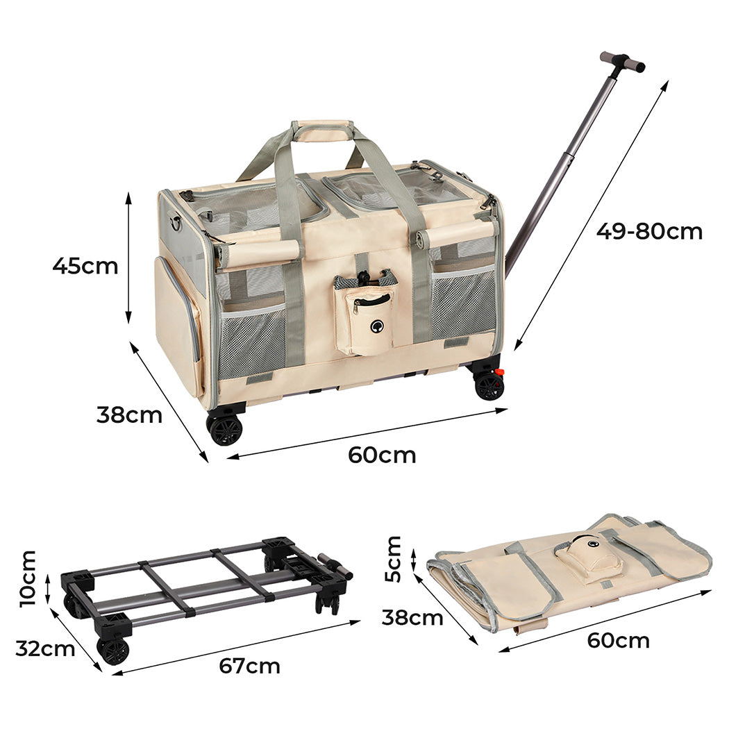 NNEIDS Pawz Pet Carrier 4 Wheel Portable Rolling Foldable-1