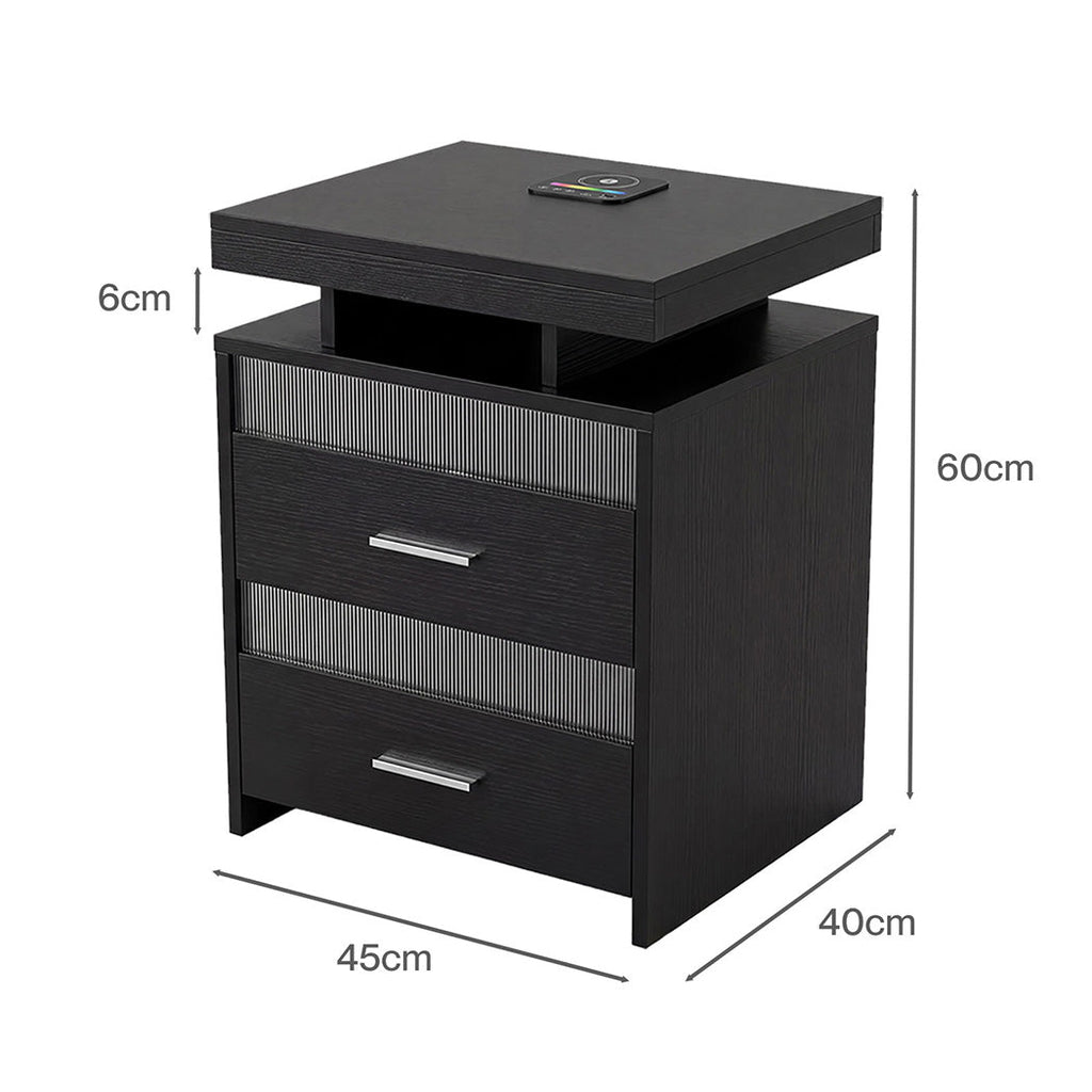 Levede Smart Bedside Table Charging Station Motion Sensor Modern Nightstand