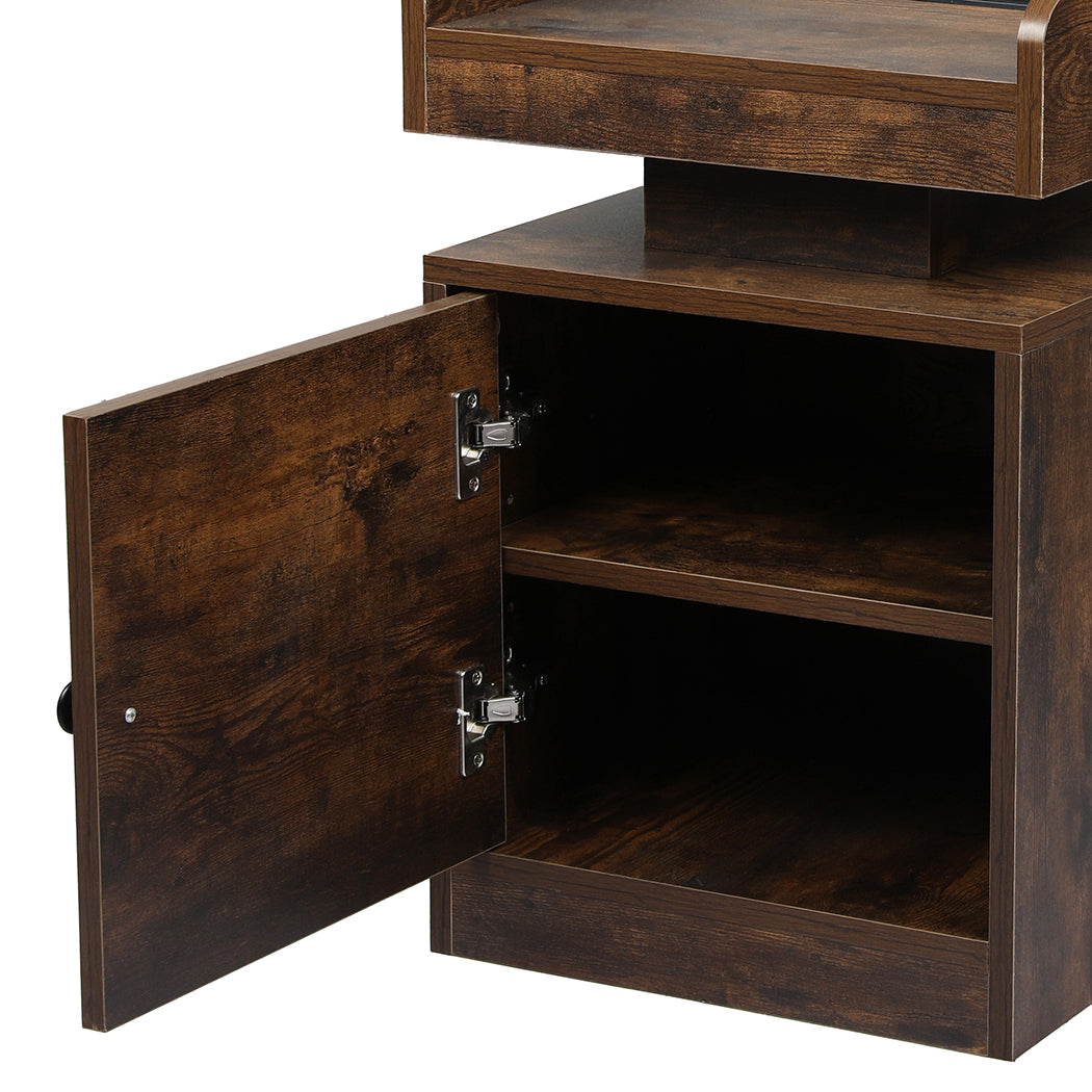 Levede Bedside Table USB Charger Outlet RGB Oak