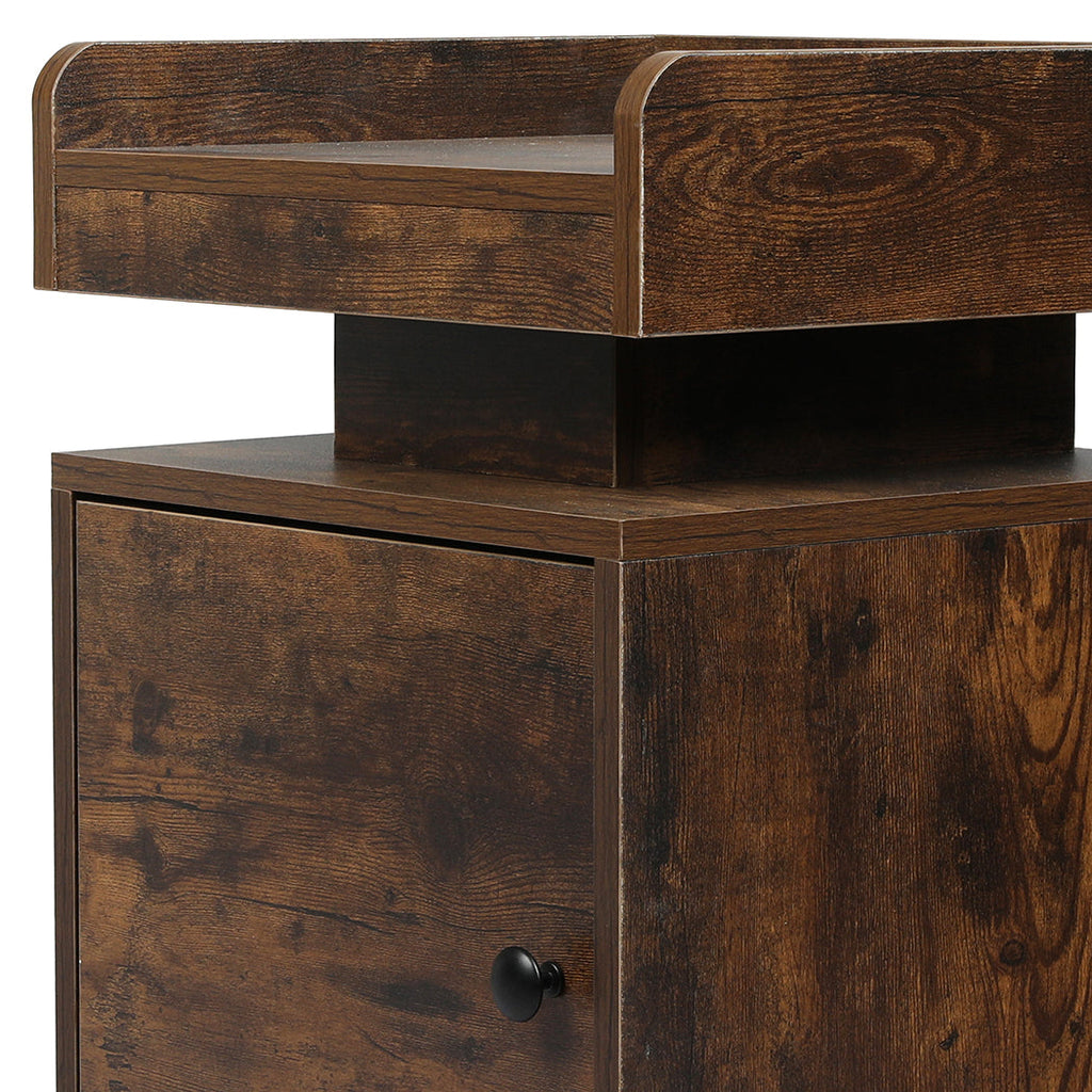 Levede Bedside Table USB Charger Outlet RGB Oak