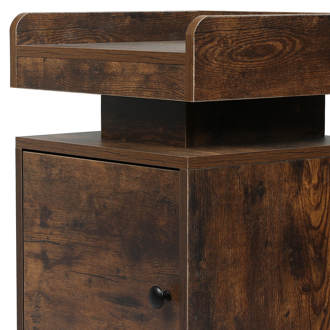 Levede Bedside Table USB Charger Outlet RGB Oak