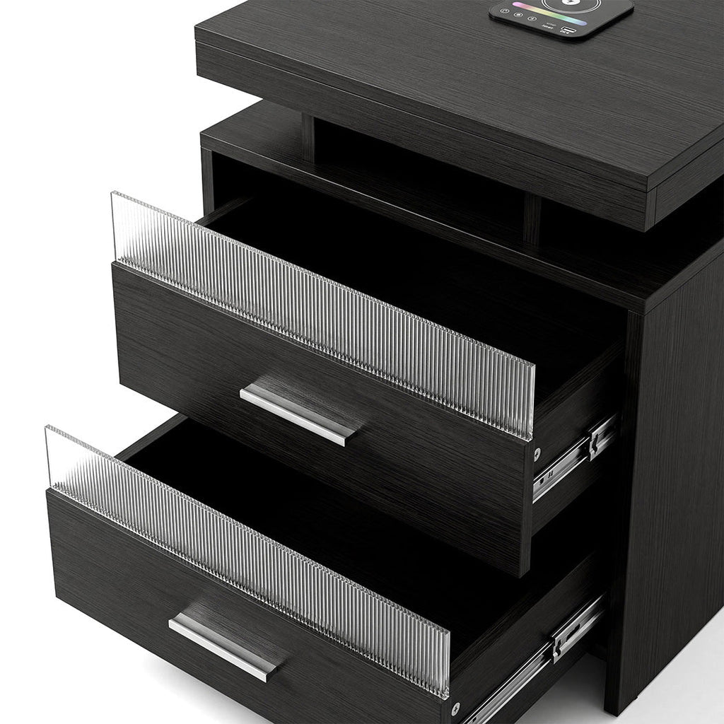 Levede Smart Bedside Table Charging Station Motion Sensor Modern Nightstand