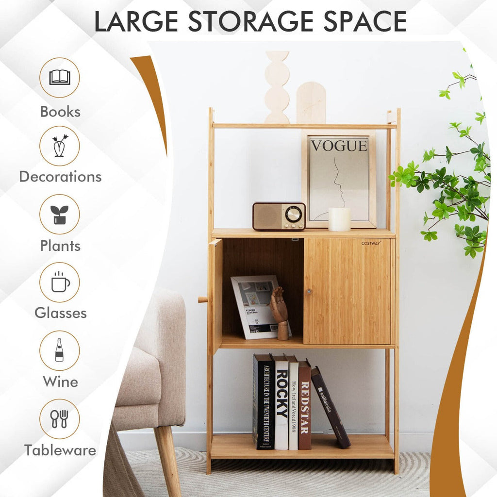 NNECW Bamboo Storage Cabinet with 3 Shelves for Bathroom