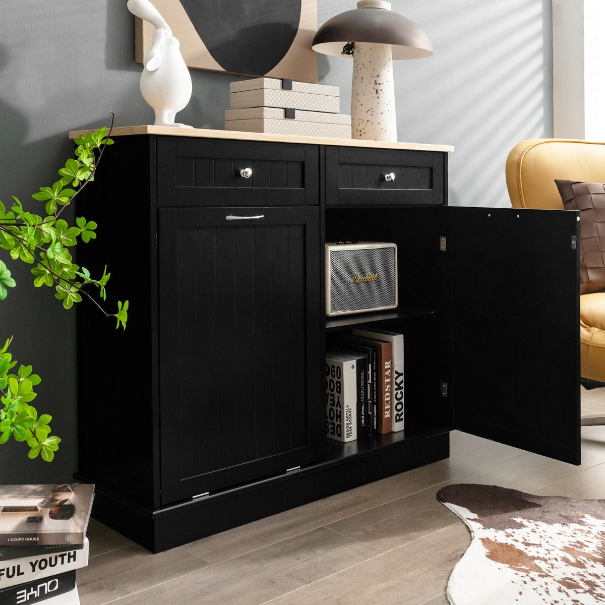 NNECW Kitchen Trash Can with Adjustable Shelf for Kitchen