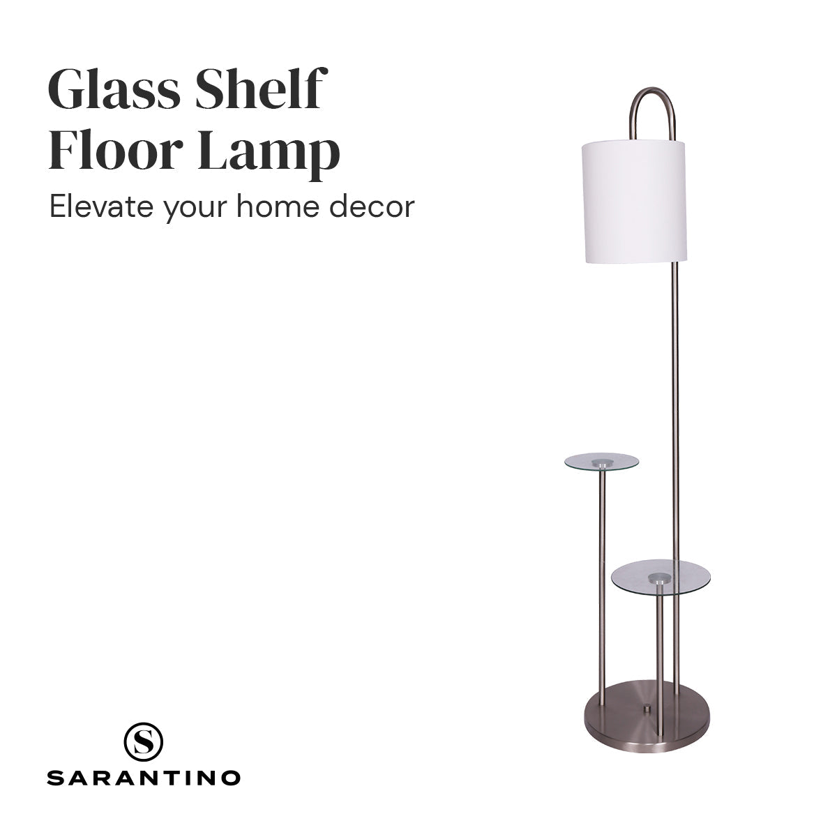 NNEDPE Metal Floor Lamp with Glass Shelves