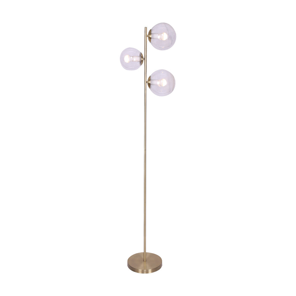 NNEDPE 3-Light Gold Metal Floor Lamp with Glass Shades