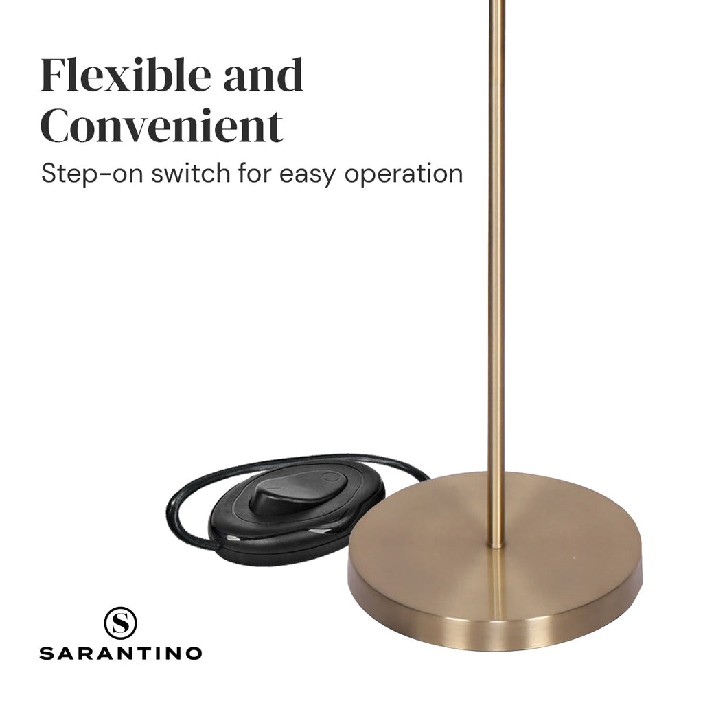 NNEDPE 3-Light Gold Metal Floor Lamp with Glass Shades