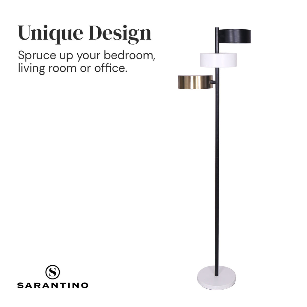 NNEDPE Metal Floor Lamp with 3 Swirl Shades