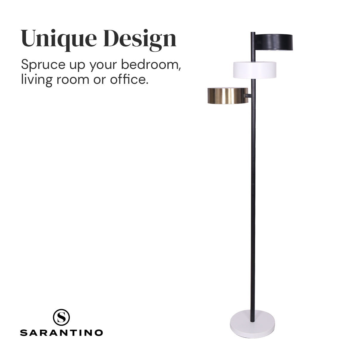NNEDPE Metal Floor Lamp with 3 Swirl Shades