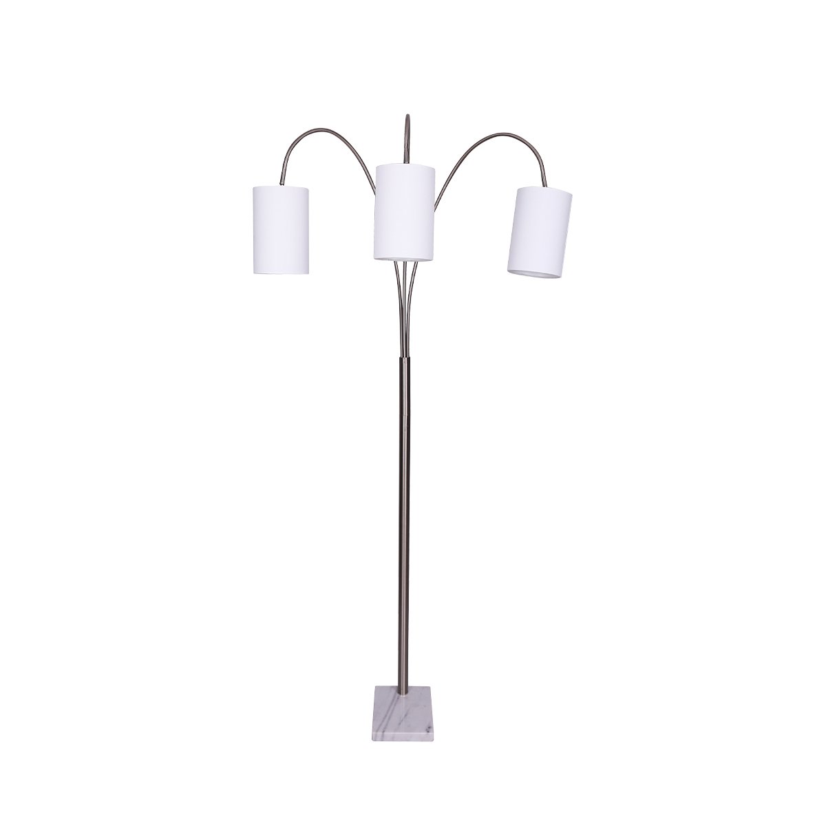 NNEDPE 3-Light Metal Arc Floor Lamp - Nickel & Marble Finish