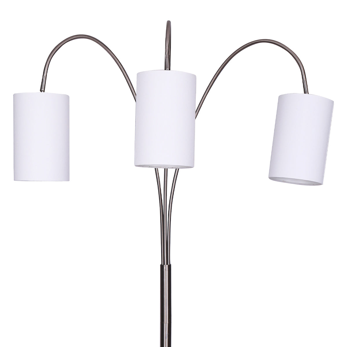 NNEDPE 3-Light Metal Arc Floor Lamp - Nickel & Marble Finish