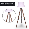 NNEDPE Sarantino Solid Wood Tripod Floor Lamp Adjustable Height White Shade