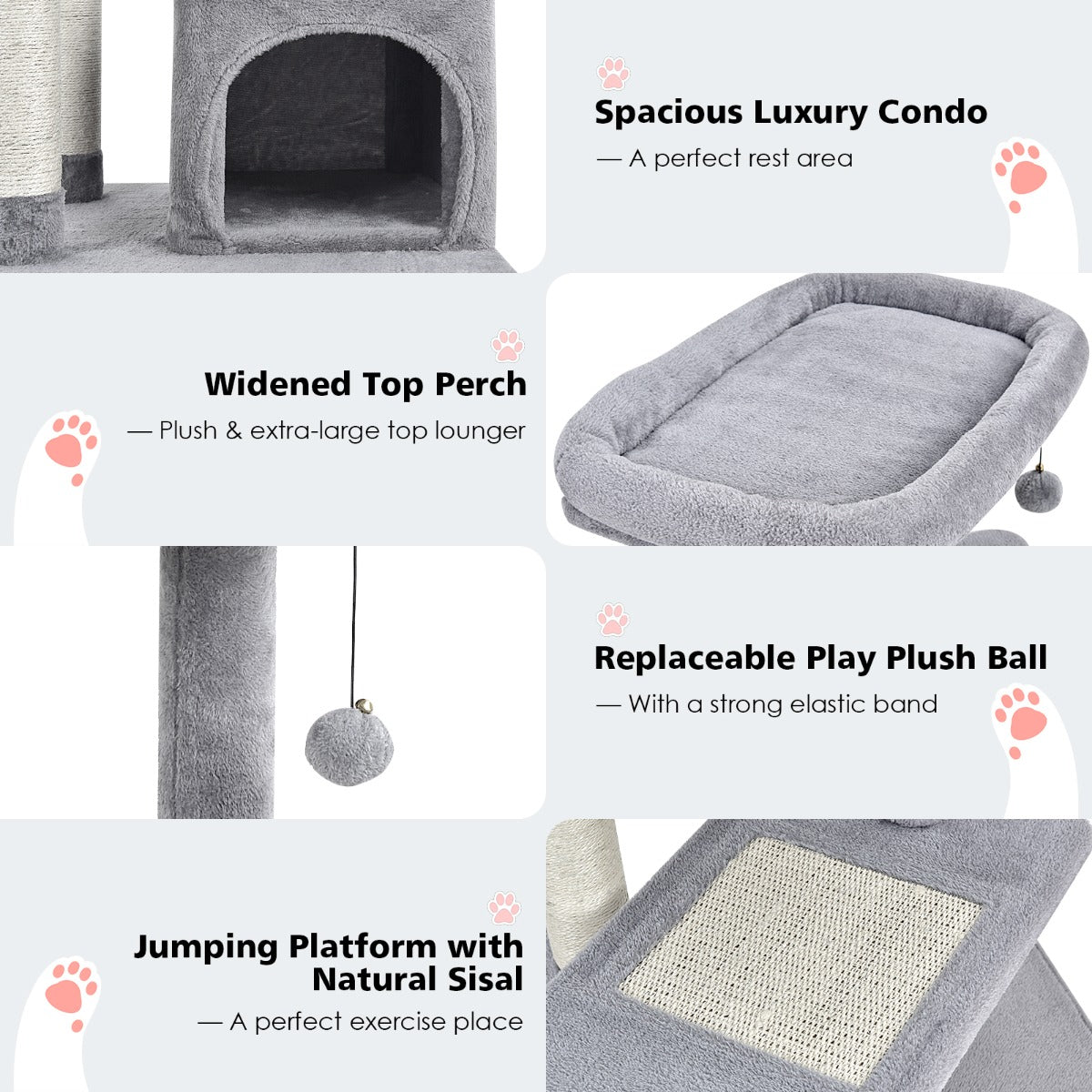 NNECW 4-Layer Cat Tree with Scratching Posts for pet