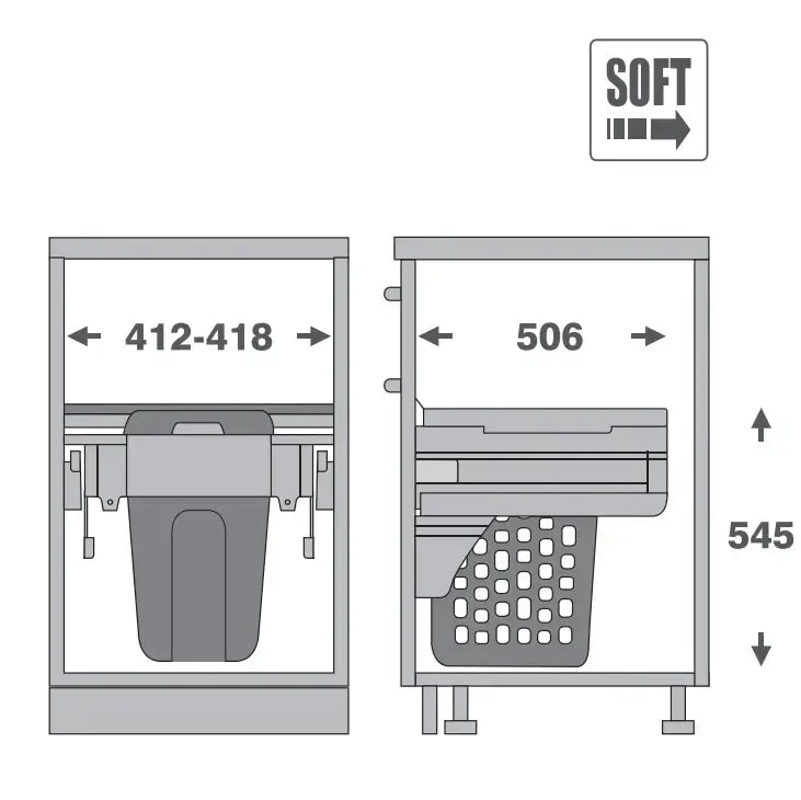 Pull-Out Laundry Hamper – 450mm Cabinet (48L)