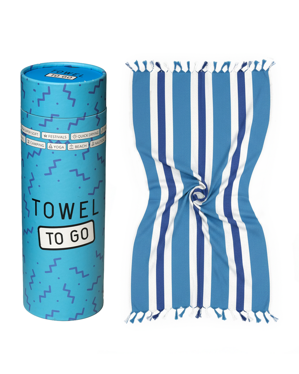 Quick-Dry Towel – Lightweight Beach & Travel Towel – Blue & Navy –  Recycled Cotton Coral Coast-2