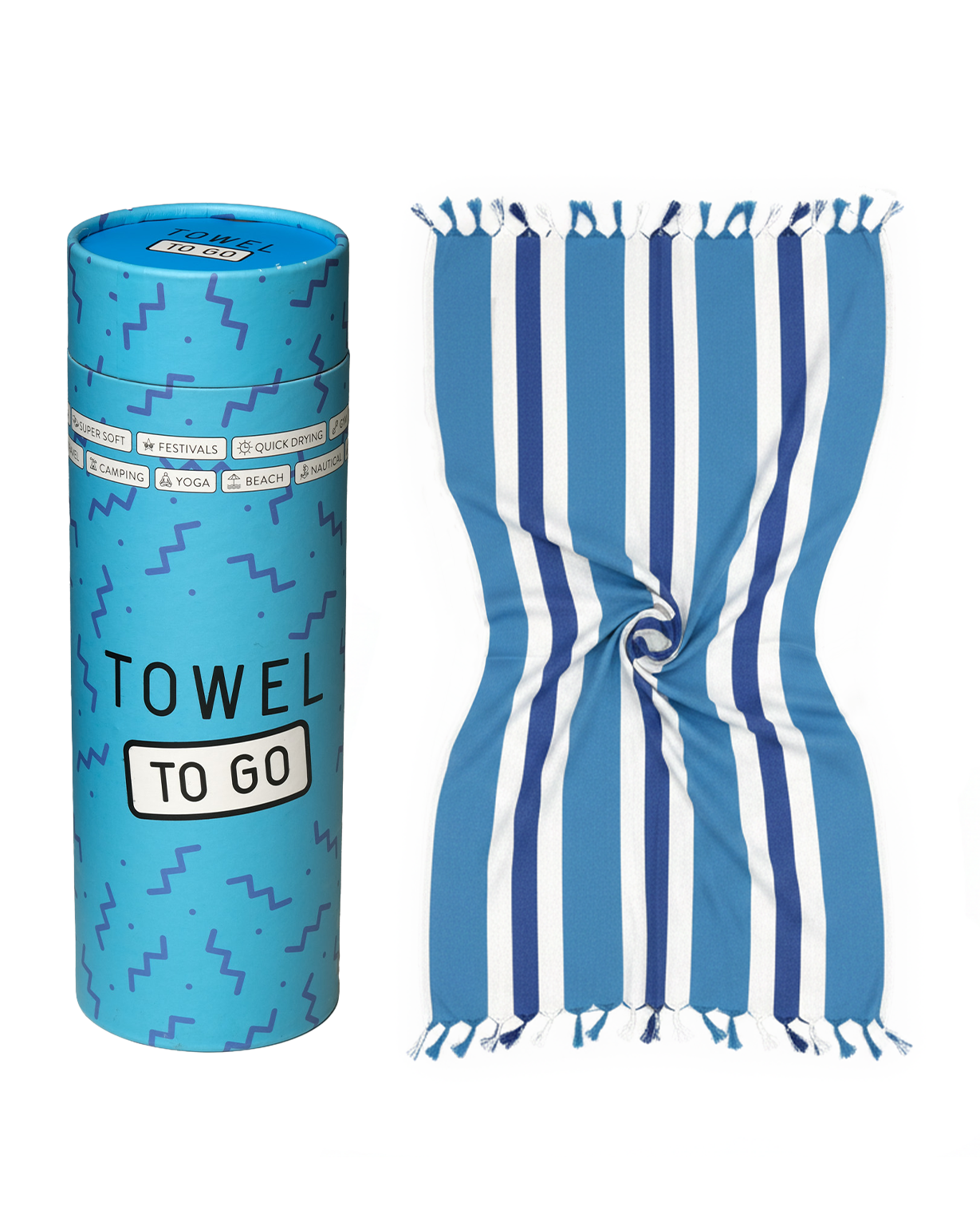 Quick-Dry Towel – Lightweight Beach & Travel Towel – Blue & Navy –  Recycled Cotton Coral Coast-2