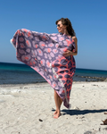Quick-Dry Cotton Towel – Lightweight Beach & Travel Towel – Lavender & Coral – Jacquard Neon Safari-0