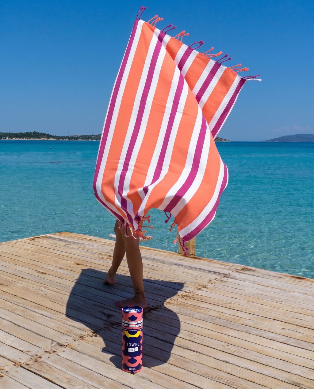 Quick-Dry Towel – Lightweight Beach & Travel Towel – Orange & Fuchsia –  Recycled Cotton Coral Coast-0