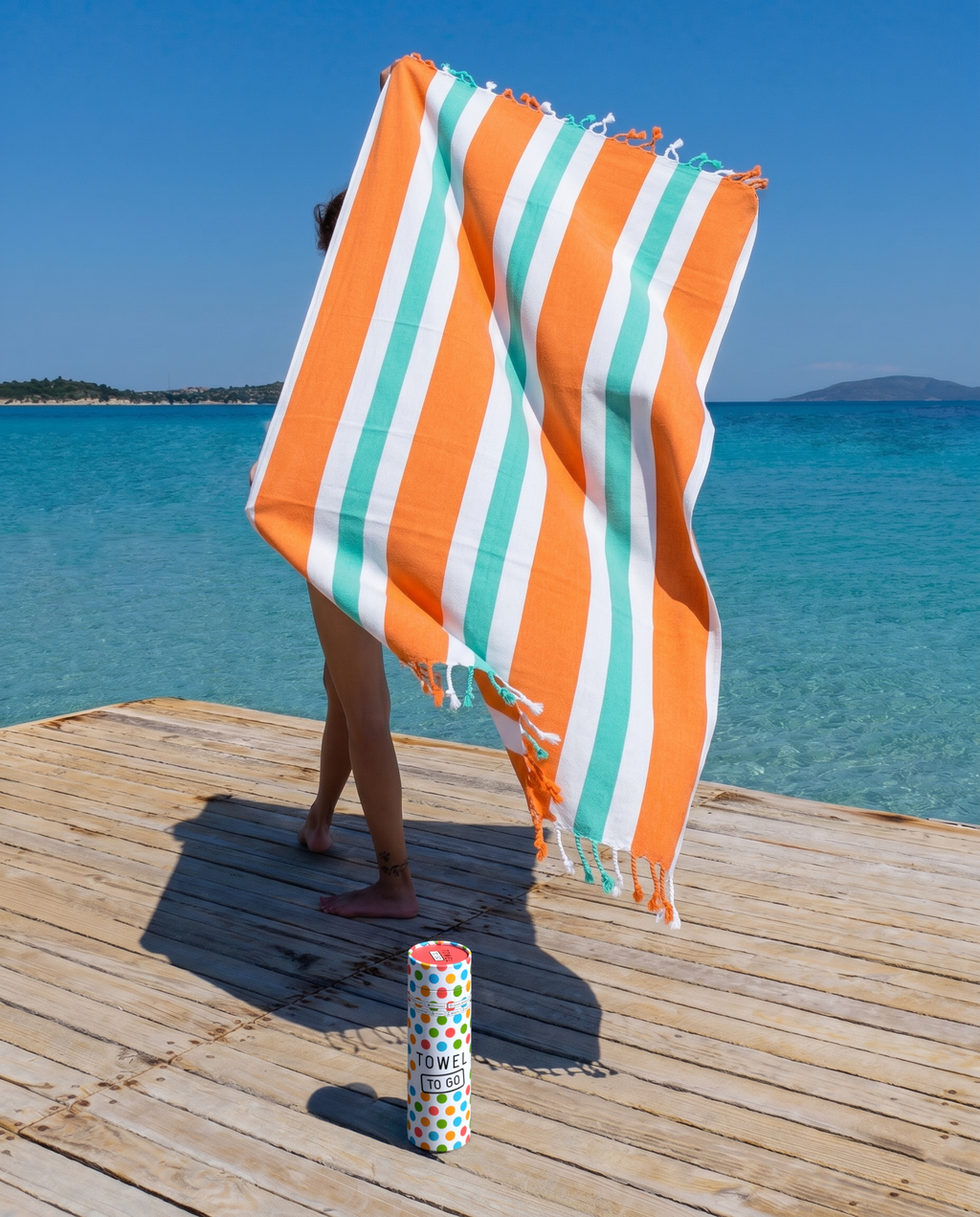 Quick-Dry Towel – Lightweight Beach & Travel Towel – Orange & Mint –  Recycled Cotton Coral Coast-0