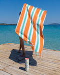 Quick-Dry Towel – Lightweight Beach & Travel Towel – Orange & Mint –  Recycled Cotton Coral Coast-0