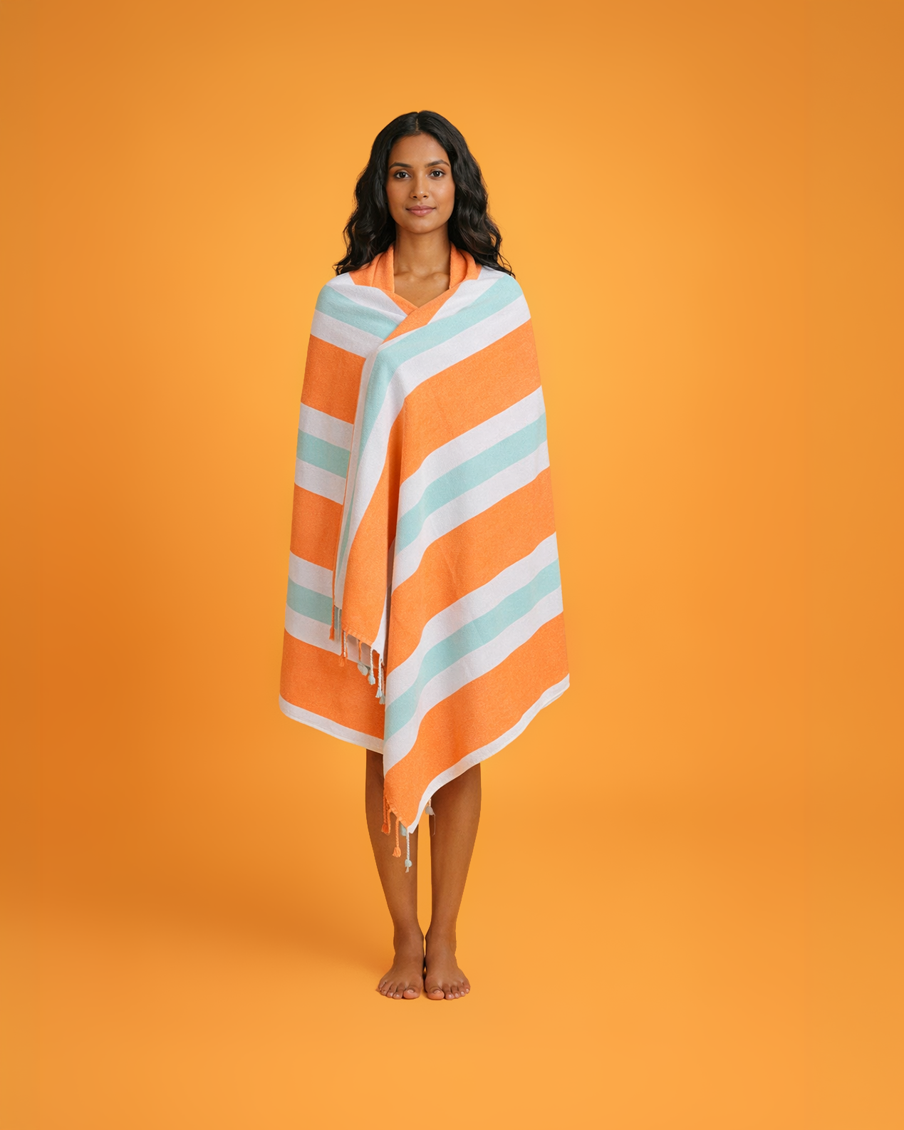 Quick-Dry Towel – Lightweight Beach & Travel Towel – Orange & Mint –  Recycled Cotton Coral Coast-1