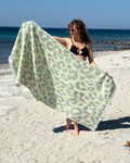 Quick-Dry Cotton Towel – Lightweight Beach & Travel Towel – Sage & Blush – Jacquard Neon Safari-0