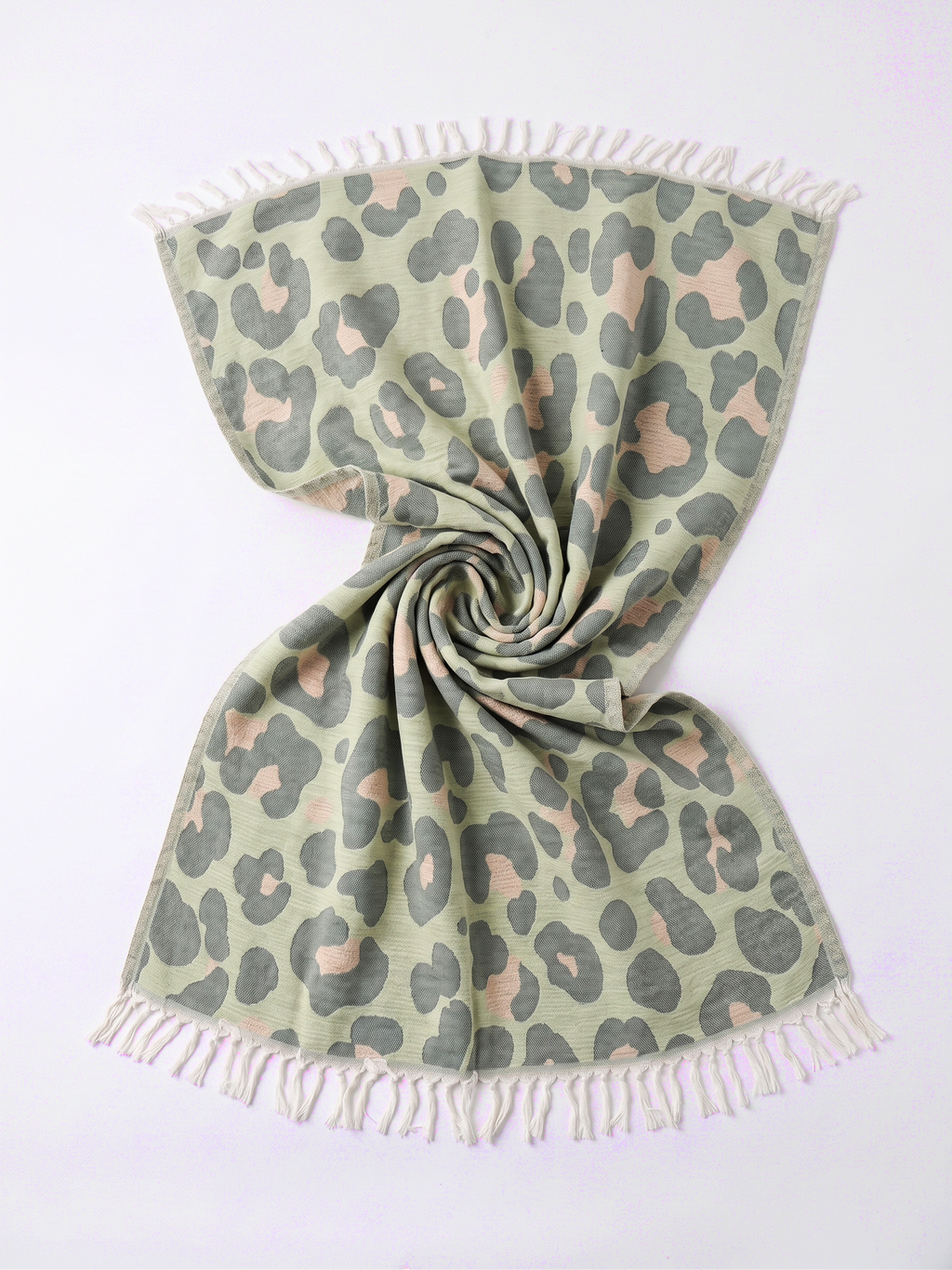 Quick-Dry Cotton Towel – Lightweight Beach & Travel Towel – Sage & Blush – Jacquard Neon Safari-3