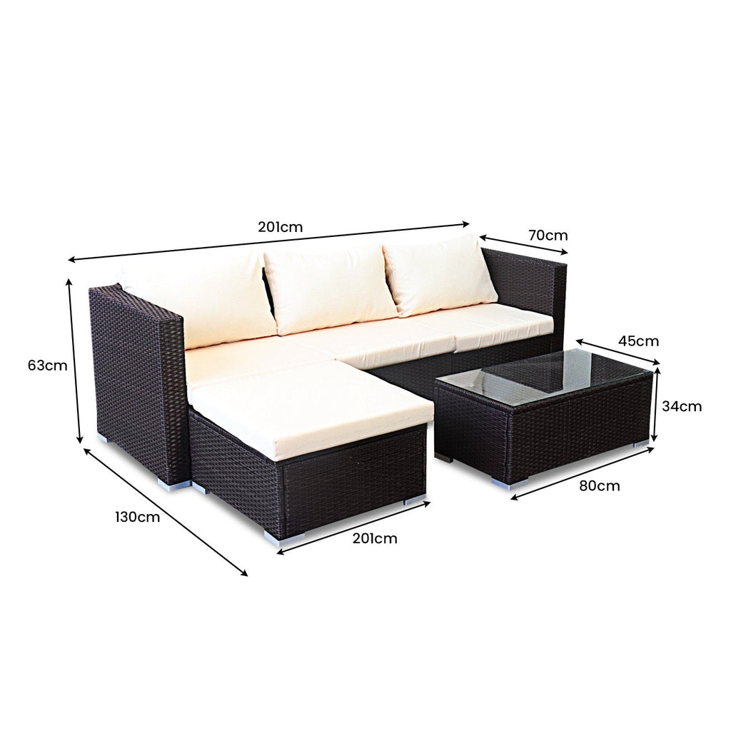 NNEDPE 5pc Modular Outdoor Lounge Set PE Rattan - Brown