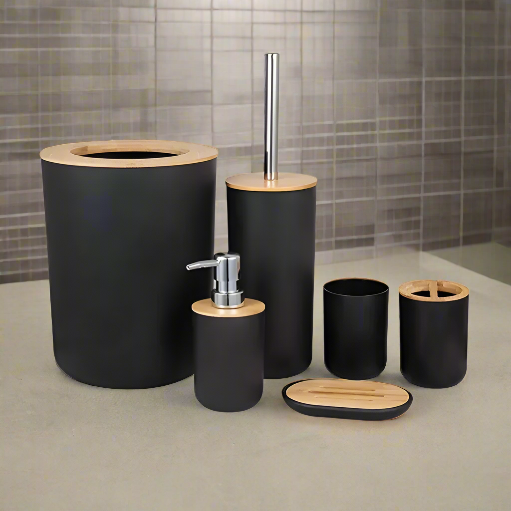 NNETM Bathroom Black Accessories Set (6-Piece)
