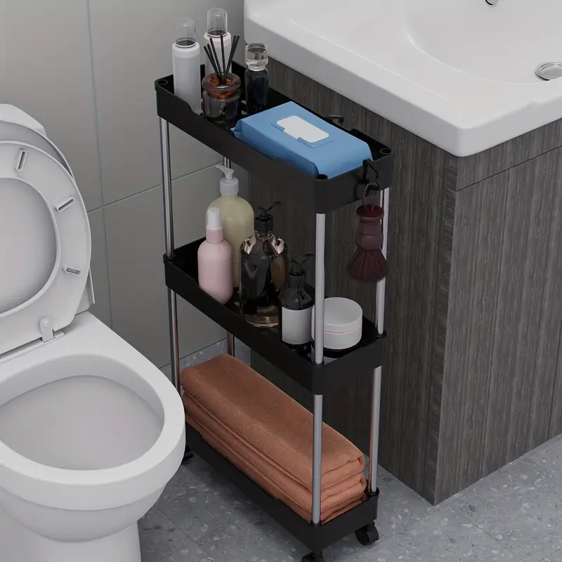 NNETM Bathroom Storage Cart with 4-Tier Rolling Organizer