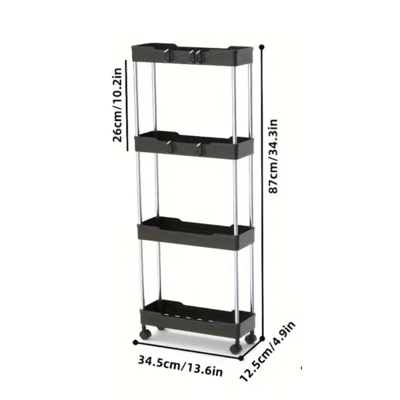 NNETM Bathroom Storage Cart with 4-Tier Rolling Organizer