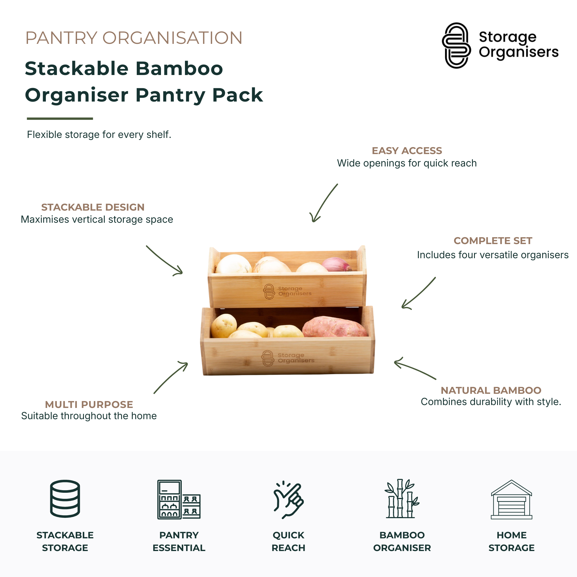 Stackable Bamboo Organiser Pantry Pack-3