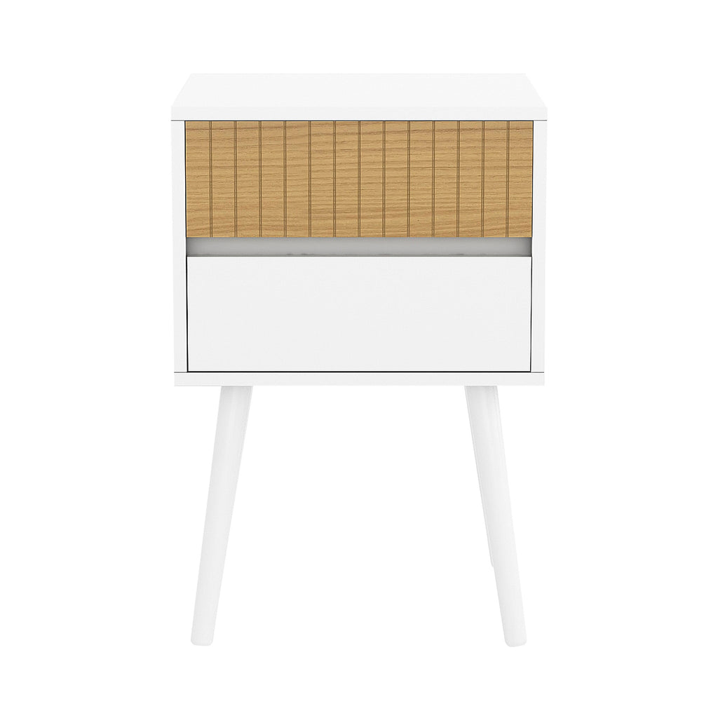 NNEDPE Clio Bedside Table Night Stand - White/Natural