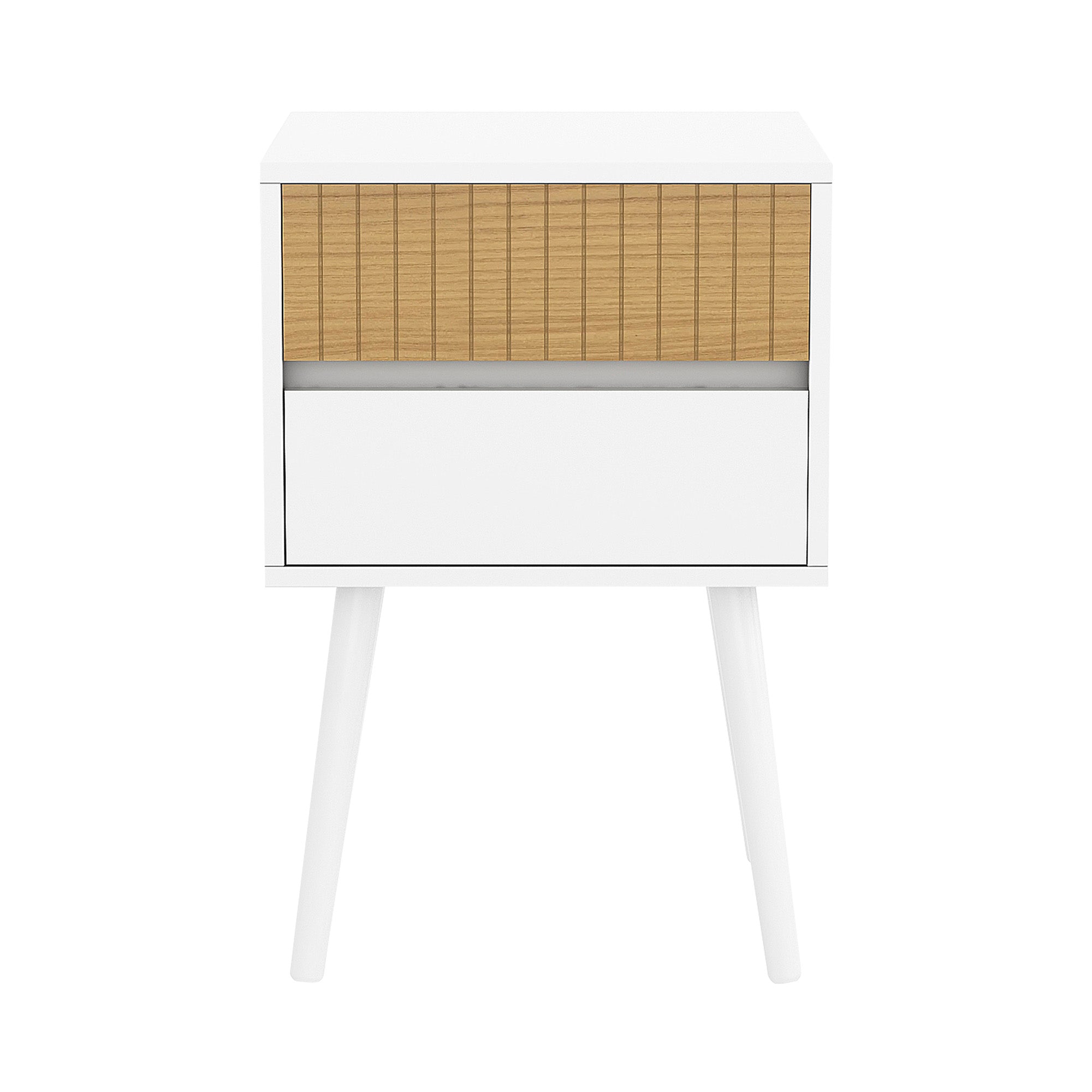 NNEDPE Clio Bedside Table Night Stand - White/Natural