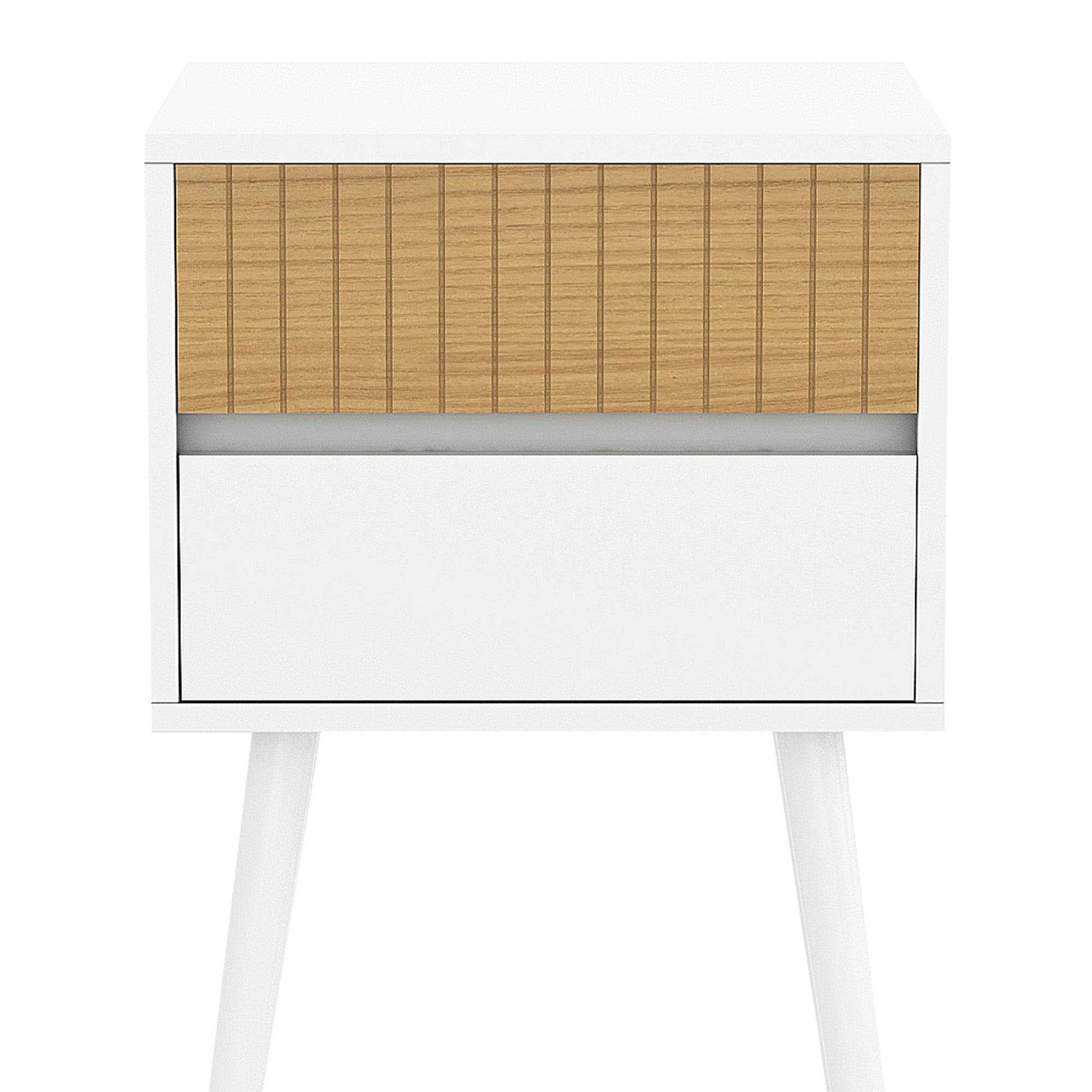 NNEDPE Clio Bedside Table Night Stand - White/Natural