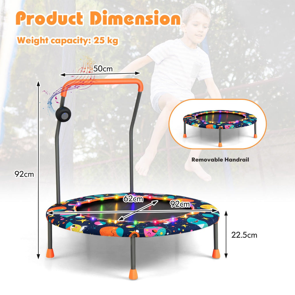 NNECW Toddler Music Trampoline with Colorful LED Lights for Kids-Navy