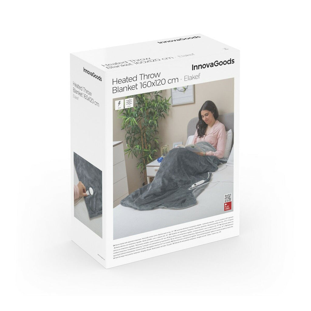 Electric Blanket Elakef InnovaGoods Grey 120 x 160 cm 160 W-1