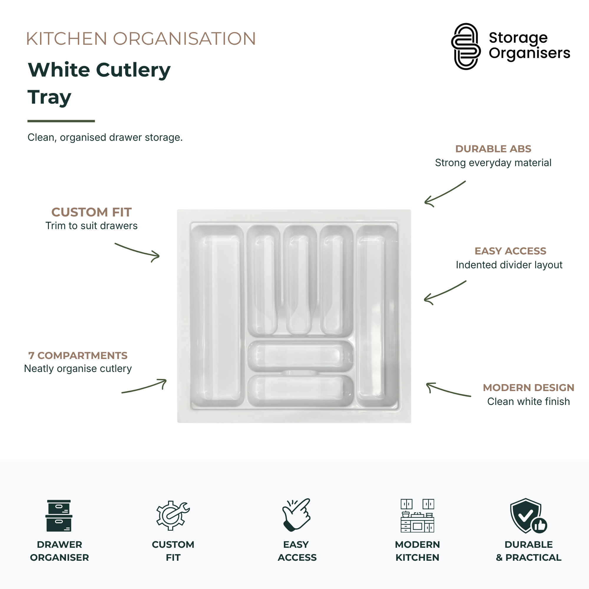 White Cutlery Tray 530x480mm-4